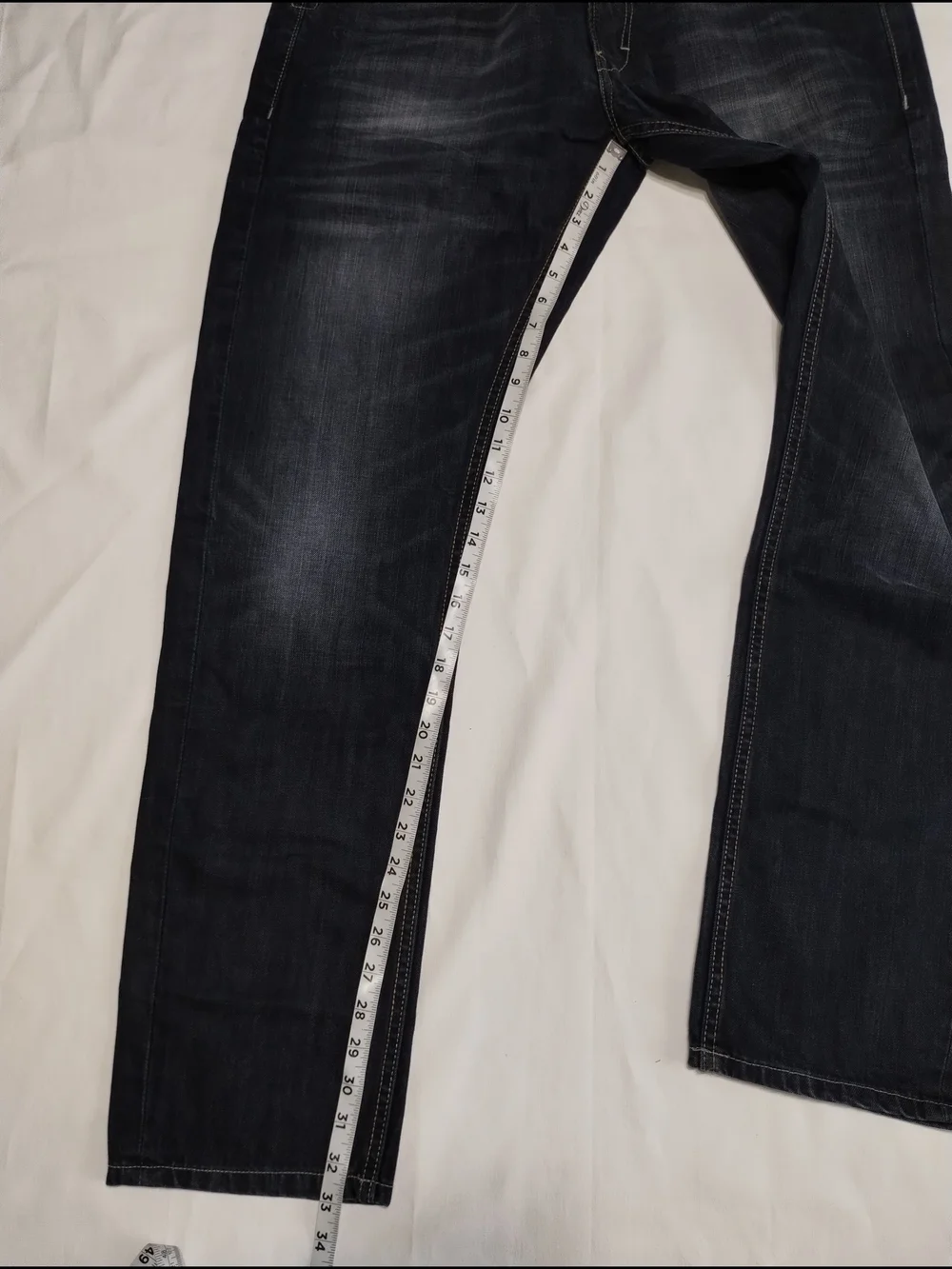 Men's Straight Fit Dark Blue Jeans - Unbranded Size (38X34)